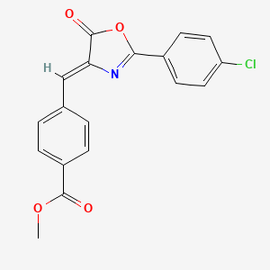 molecular formula C18H12ClNO4 B11687399 methyl 4-{(Z)-[2-(4-chlorophenyl)-5-oxo-1,3-oxazol-4(5H)-ylidene]methyl}benzoate 