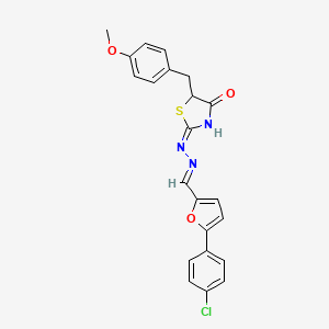 (2E)-2-[(2E)-{[5-(4-chlorophenyl)furan-2-yl]methylidene}hydrazinylidene]-5-(4-methoxybenzyl)-1,3-thiazolidin-4-one