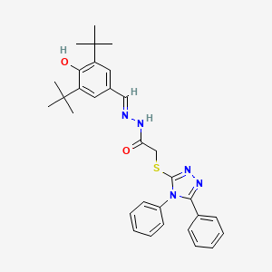 molecular formula C31H35N5O2S B11687415 N'-[(E)-(3,5-di-tert-butyl-4-hydroxyphenyl)methylidene]-2-[(4,5-diphenyl-4H-1,2,4-triazol-3-yl)sulfanyl]acetohydrazide 