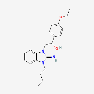 molecular formula C21H27N3O2 B11687419 2-(3-butyl-2-imino-2,3-dihydro-1H-benzimidazol-1-yl)-1-(4-ethoxyphenyl)ethanol 