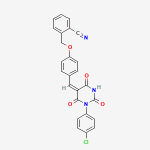 2-[(4-{(E)-[1-(4-chlorophenyl)-2,4,6-trioxotetrahydropyrimidin-5(2H)-ylidene]methyl}phenoxy)methyl]benzonitrile