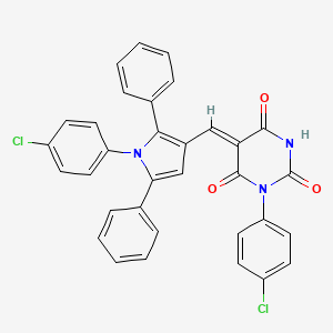 (5Z)-1-(4-chlorophenyl)-5-{[1-(4-chlorophenyl)-2,5-diphenyl-1H-pyrrol-3-yl]methylidene}pyrimidine-2,4,6(1H,3H,5H)-trione