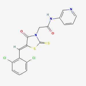 molecular formula C17H11Cl2N3O2S2 B11687497 2-[(5Z)-5-(2,6-dichlorobenzylidene)-4-oxo-2-thioxo-1,3-thiazolidin-3-yl]-N-(pyridin-3-yl)acetamide 