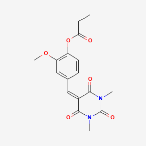 molecular formula C17H18N2O6 B11687530 4-[(1,3-dimethyl-2,4,6-trioxotetrahydropyrimidin-5(2H)-ylidene)methyl]-2-methoxyphenyl propanoate 