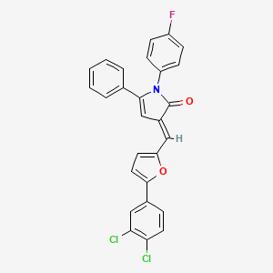 molecular formula C27H16Cl2FNO2 B11687572 (3E)-3-{[5-(3,4-dichlorophenyl)furan-2-yl]methylidene}-1-(4-fluorophenyl)-5-phenyl-1,3-dihydro-2H-pyrrol-2-one 