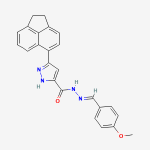 molecular formula C24H20N4O2 B11687606 5-Acenaphthen-5-YL-2H-pyrazole-3-carboxylic acid (4-meo-benzylidene)-hydrazide 