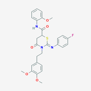 molecular formula C28H28FN3O5S B11687637 (2Z)-3-[2-(3,4-dimethoxyphenyl)ethyl]-2-[(4-fluorophenyl)imino]-N-(2-methoxyphenyl)-4-oxo-1,3-thiazinane-6-carboxamide 