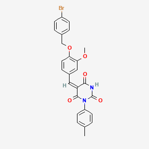 (5E)-5-{4-[(4-bromobenzyl)oxy]-3-methoxybenzylidene}-1-(4-methylphenyl)pyrimidine-2,4,6(1H,3H,5H)-trione