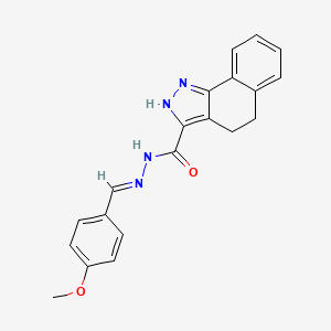 molecular formula C20H18N4O2 B11687662 N'-[(E)-(4-methoxyphenyl)methylidene]-4,5-dihydro-1H-benzo[g]indazole-3-carbohydrazide 