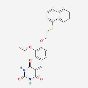 molecular formula C25H22N2O5S B11687707 5-{3-ethoxy-4-[2-(naphthalen-1-ylsulfanyl)ethoxy]benzylidene}pyrimidine-2,4,6(1H,3H,5H)-trione CAS No. 314041-55-9