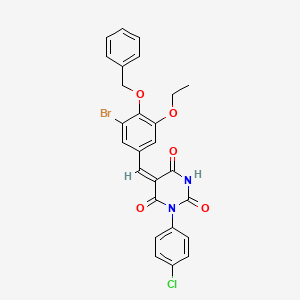 molecular formula C26H20BrClN2O5 B11687709 (5E)-5-[4-(benzyloxy)-3-bromo-5-ethoxybenzylidene]-1-(4-chlorophenyl)pyrimidine-2,4,6(1H,3H,5H)-trione 