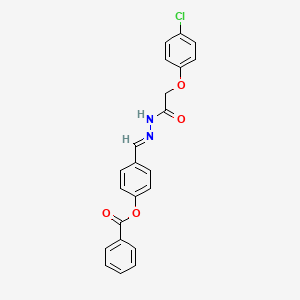 molecular formula C22H17ClN2O4 B11687722 4-(2-((4-Chlorophenoxy)acetyl)carbohydrazonoyl)phenyl benzoate CAS No. 303064-66-6