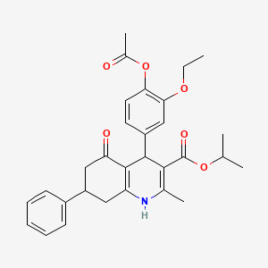 molecular formula C30H33NO6 B11687740 Propan-2-yl 4-[4-(acetyloxy)-3-ethoxyphenyl]-2-methyl-5-oxo-7-phenyl-1,4,5,6,7,8-hexahydroquinoline-3-carboxylate 