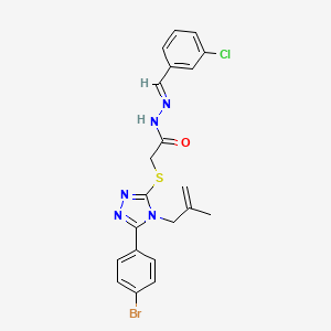 molecular formula C21H19BrClN5OS B11687773 2-{[5-(4-bromophenyl)-4-(2-methyl-2-propenyl)-4H-1,2,4-triazol-3-yl]sulfanyl}-N'-[(E)-(3-chlorophenyl)methylidene]acetohydrazide CAS No. 330838-34-1