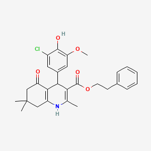 2-Phenylethyl 4-(3-chloro-4-hydroxy-5-methoxyphenyl)-2,7,7-trimethyl-5-oxo-1,4,5,6,7,8-hexahydroquinoline-3-carboxylate