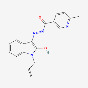 6-methyl-N'-[(3E)-2-oxo-1-(prop-2-en-1-yl)-1,2-dihydro-3H-indol-3-ylidene]pyridine-3-carbohydrazide