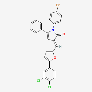 molecular formula C27H16BrCl2NO2 B11687806 (3E)-1-(4-bromophenyl)-3-{[5-(3,4-dichlorophenyl)furan-2-yl]methylidene}-5-phenyl-1,3-dihydro-2H-pyrrol-2-one 