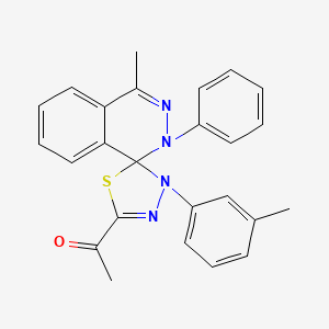 molecular formula C25H22N4OS B11687850 1-[4-methyl-3'-(3-methylphenyl)-2-phenyl-2H,3'H-spiro[phthalazine-1,2'-[1,3,4]thiadiazol]-5'-yl]ethanone 