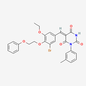 molecular formula C28H25BrN2O6 B11687870 (5Z)-5-[3-bromo-5-ethoxy-4-(2-phenoxyethoxy)benzylidene]-1-(3-methylphenyl)pyrimidine-2,4,6(1H,3H,5H)-trione 