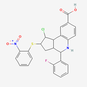 molecular formula C25H20ClFN2O4S B11687878 1-chloro-4-(2-fluorophenyl)-2-[(2-nitrophenyl)sulfanyl]-2,3,3a,4,5,9b-hexahydro-1H-cyclopenta[c]quinoline-8-carboxylic acid 