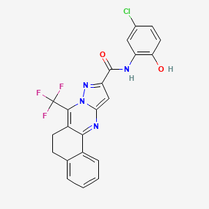 molecular formula C22H14ClF3N4O2 B11687888 N-(5-chloro-2-hydroxyphenyl)-7-(trifluoromethyl)-5,6-dihydrobenzo[h]pyrazolo[5,1-b]quinazoline-10-carboxamide 