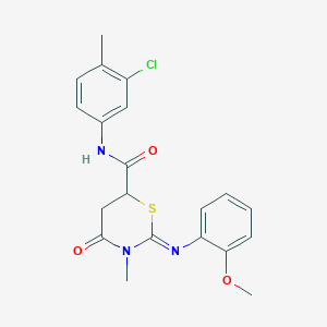 molecular formula C20H20ClN3O3S B11687891 (2E)-N-(3-chloro-4-methylphenyl)-2-[(2-methoxyphenyl)imino]-3-methyl-4-oxo-1,3-thiazinane-6-carboxamide 