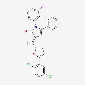 molecular formula C27H16Cl2INO2 B11687904 (3E)-3-{[5-(2,5-dichlorophenyl)furan-2-yl]methylidene}-1-(3-iodophenyl)-5-phenyl-1,3-dihydro-2H-pyrrol-2-one 