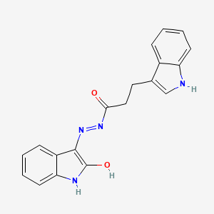 molecular formula C19H16N4O2 B11687911 3-(1H-indol-3-yl)-N'-[(3E)-2-oxo-1,2-dihydro-3H-indol-3-ylidene]propanehydrazide 