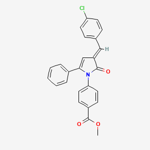 molecular formula C25H18ClNO3 B11687942 methyl 4-[(3E)-3-(4-chlorobenzylidene)-2-oxo-5-phenyl-2,3-dihydro-1H-pyrrol-1-yl]benzoate 