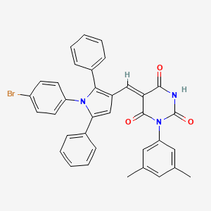 (5Z)-5-{[1-(4-bromophenyl)-2,5-diphenyl-1H-pyrrol-3-yl]methylidene}-1-(3,5-dimethylphenyl)pyrimidine-2,4,6(1H,3H,5H)-trione