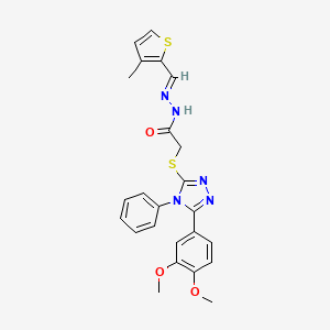 2-{[5-(3,4-dimethoxyphenyl)-4-phenyl-4H-1,2,4-triazol-3-yl]sulfanyl}-N'-[(E)-(3-methylthiophen-2-yl)methylidene]acetohydrazide