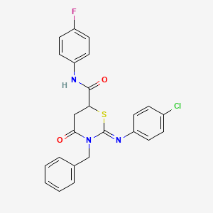 molecular formula C24H19ClFN3O2S B11687959 (2Z)-3-benzyl-2-[(4-chlorophenyl)imino]-N-(4-fluorophenyl)-4-oxo-1,3-thiazinane-6-carboxamide 