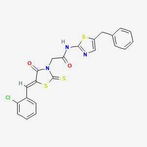 molecular formula C22H16ClN3O2S3 B11687966 N-(5-benzyl-1,3-thiazol-2-yl)-2-[(5Z)-5-(2-chlorobenzylidene)-4-oxo-2-thioxo-1,3-thiazolidin-3-yl]acetamide 