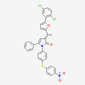 molecular formula C33H20Cl2N2O4S B11687967 (3E)-3-{[5-(2,5-dichlorophenyl)furan-2-yl]methylidene}-1-{4-[(4-nitrophenyl)sulfanyl]phenyl}-5-phenyl-1,3-dihydro-2H-pyrrol-2-one 