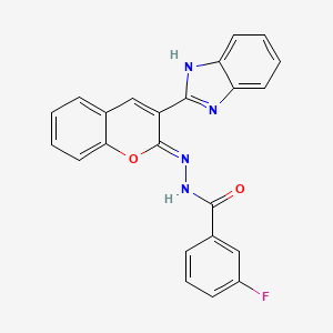 N'-[(2Z)-3-(1H-benzimidazol-2-yl)-2H-chromen-2-ylidene]-3-fluorobenzohydrazide