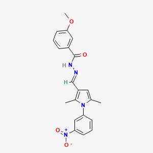 molecular formula C21H20N4O4 B11687979 N'-[(E)-[2,5-Dimethyl-1-(3-nitrophenyl)-1H-pyrrol-3-YL]methylidene]-3-methoxybenzohydrazide 