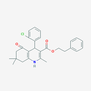 molecular formula C27H28ClNO3 B11687987 2-Phenylethyl 4-(2-chlorophenyl)-2,7,7-trimethyl-5-oxo-1,4,5,6,7,8-hexahydroquinoline-3-carboxylate 