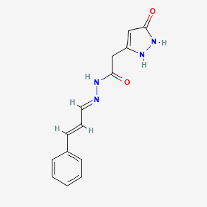 2-(5-oxo-1,2-dihydropyrazol-3-yl)-N-[(E)-[(E)-3-phenylprop-2-enylidene]amino]acetamide