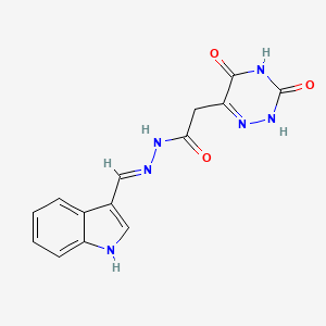 molecular formula C14H12N6O3 B11687991 2-(3,5-dihydroxy-1,2,4-triazin-6-yl)-N'-[(E)-1H-indol-3-ylmethylidene]acetohydrazide 