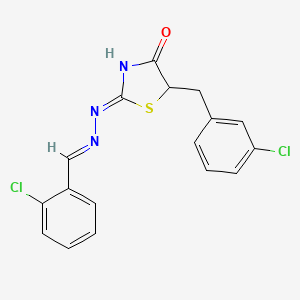 molecular formula C17H13Cl2N3OS B11688026 (2Z)-5-(3-chlorobenzyl)-2-[(2E)-(2-chlorobenzylidene)hydrazinylidene]-1,3-thiazolidin-4-one 