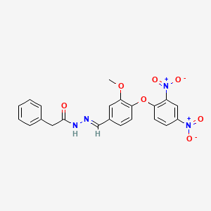 molecular formula C22H18N4O7 B11688040 N'-{(E)-[4-(2,4-dinitrophenoxy)-3-methoxyphenyl]methylidene}-2-phenylacetohydrazide 