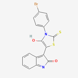 molecular formula C17H9BrN2O2S2 B11688061 (3Z)-3-[3-(4-Bromophenyl)-4-oxo-2-thioxo-1,3-thiazolidin-5-ylidene]-1,3-dihydro-2H-indol-2-one 