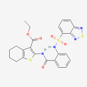 molecular formula C24H22N4O5S3 B11688096 Ethyl 2-[({2-[(2,1,3-benzothiadiazol-4-ylsulfonyl)amino]phenyl}carbonyl)amino]-4,5,6,7-tetrahydro-1-benzothiophene-3-carboxylate 