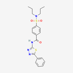 molecular formula C21H24N4O3S2 B11688100 4-(dipropylsulfamoyl)-N-(5-phenyl-1,3,4-thiadiazol-2-yl)benzamide 