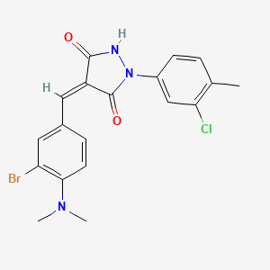 molecular formula C19H17BrClN3O2 B11688141 (4Z)-4-[3-bromo-4-(dimethylamino)benzylidene]-1-(3-chloro-4-methylphenyl)pyrazolidine-3,5-dione 