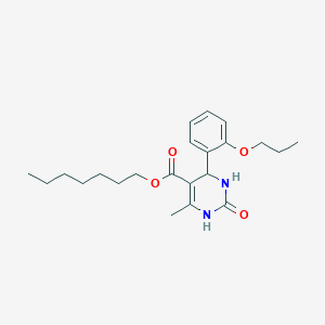 molecular formula C22H32N2O4 B11688168 Heptyl 6-methyl-2-oxo-4-(2-propoxyphenyl)-1,2,3,4-tetrahydropyrimidine-5-carboxylate 