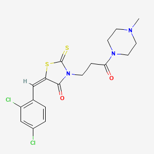 molecular formula C18H19Cl2N3O2S2 B11688175 (5E)-5-(2,4-dichlorobenzylidene)-3-[3-(4-methylpiperazin-1-yl)-3-oxopropyl]-2-thioxo-1,3-thiazolidin-4-one 