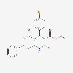 molecular formula C26H26BrNO3 B11688182 Propan-2-yl 4-(4-bromophenyl)-2-methyl-5-oxo-7-phenyl-1,4,5,6,7,8-hexahydroquinoline-3-carboxylate 