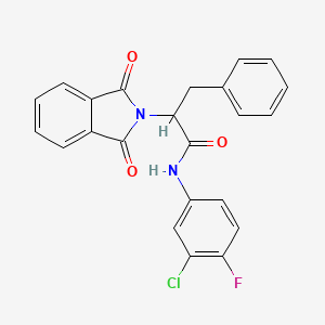 molecular formula C23H16ClFN2O3 B11688210 N-(3-chloro-4-fluorophenyl)-2-(1,3-dioxoisoindolin-2-yl)-3-phenylpropanamide 