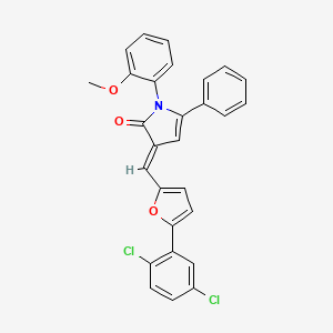 molecular formula C28H19Cl2NO3 B11688239 (3E)-3-{[5-(2,5-dichlorophenyl)furan-2-yl]methylidene}-1-(2-methoxyphenyl)-5-phenyl-1,3-dihydro-2H-pyrrol-2-one 